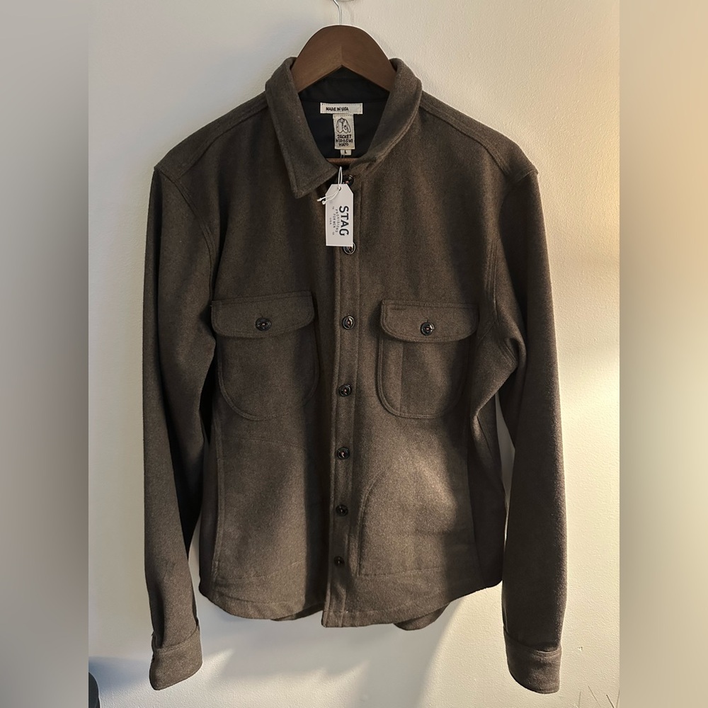 NWT Hiroshi Kato Anvil Shirt Jacket Dark Green Wool Large
